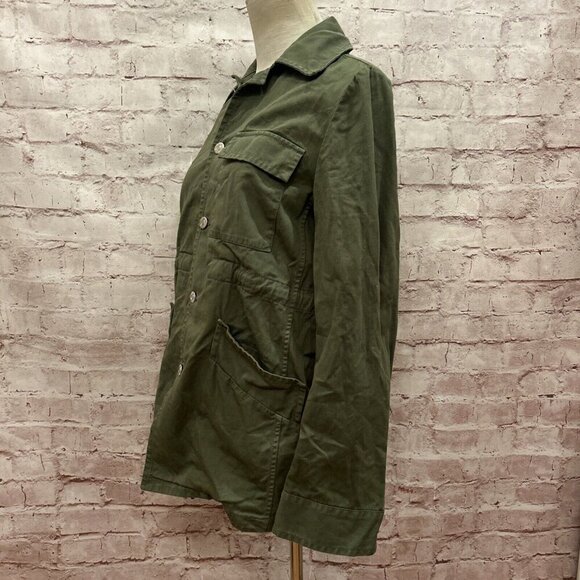 HOPE Banda Jacket Utility Field Button Front Cotton Twill Green Womens XS - Picture 4 of 6